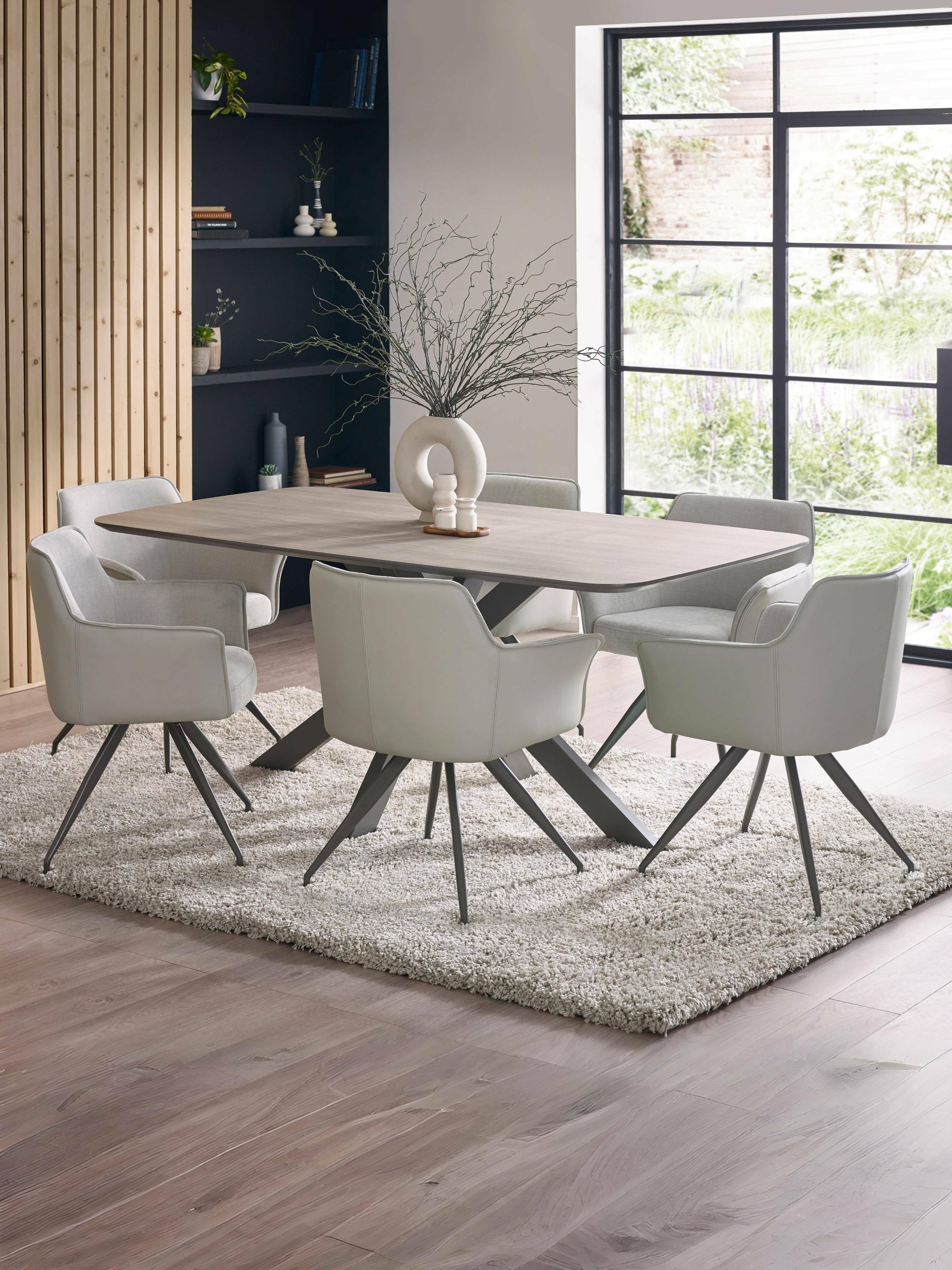 Beauly Taupe Oak Wood Rectangule Dining Table | 4-6 Seater